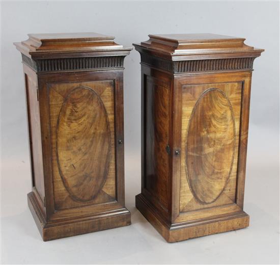 A pair of 19th century Adam design mahogany sideboard pedestals, W.1ft 7in. D.1ft 7.5in. H.3ft 2in.